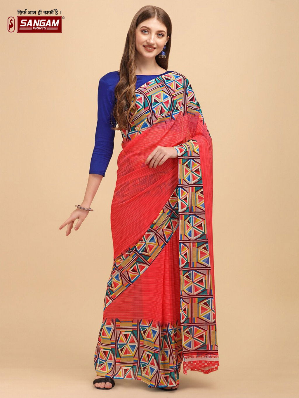 Sangam Lashkara Fancy Wear Reniyal Georgette Printed Designer Saree Collection